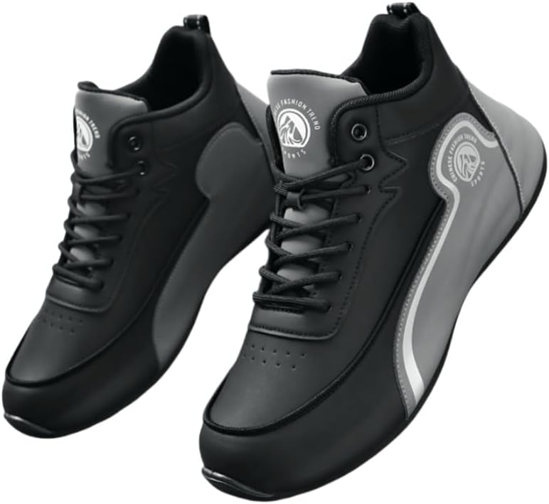 

Мужские кроссовки большого размера для повседневной носки и спорта - с амортизацией, дышащие, противоскользящие, прочные, на толстой подошве, стильные и универсальные, подходят для занятий на улице и повседневной активности Fmshi, черный/серый