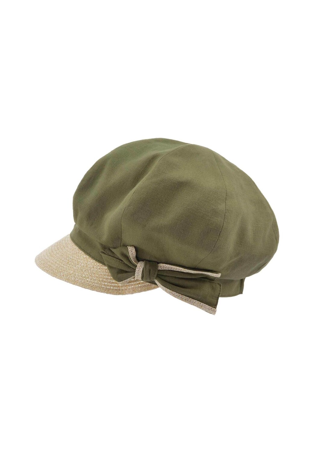 

Кепка газетчика тканевая с козырьком бумажной каймы 55487-0 SEEBERGER, цвет Khaki/leinen