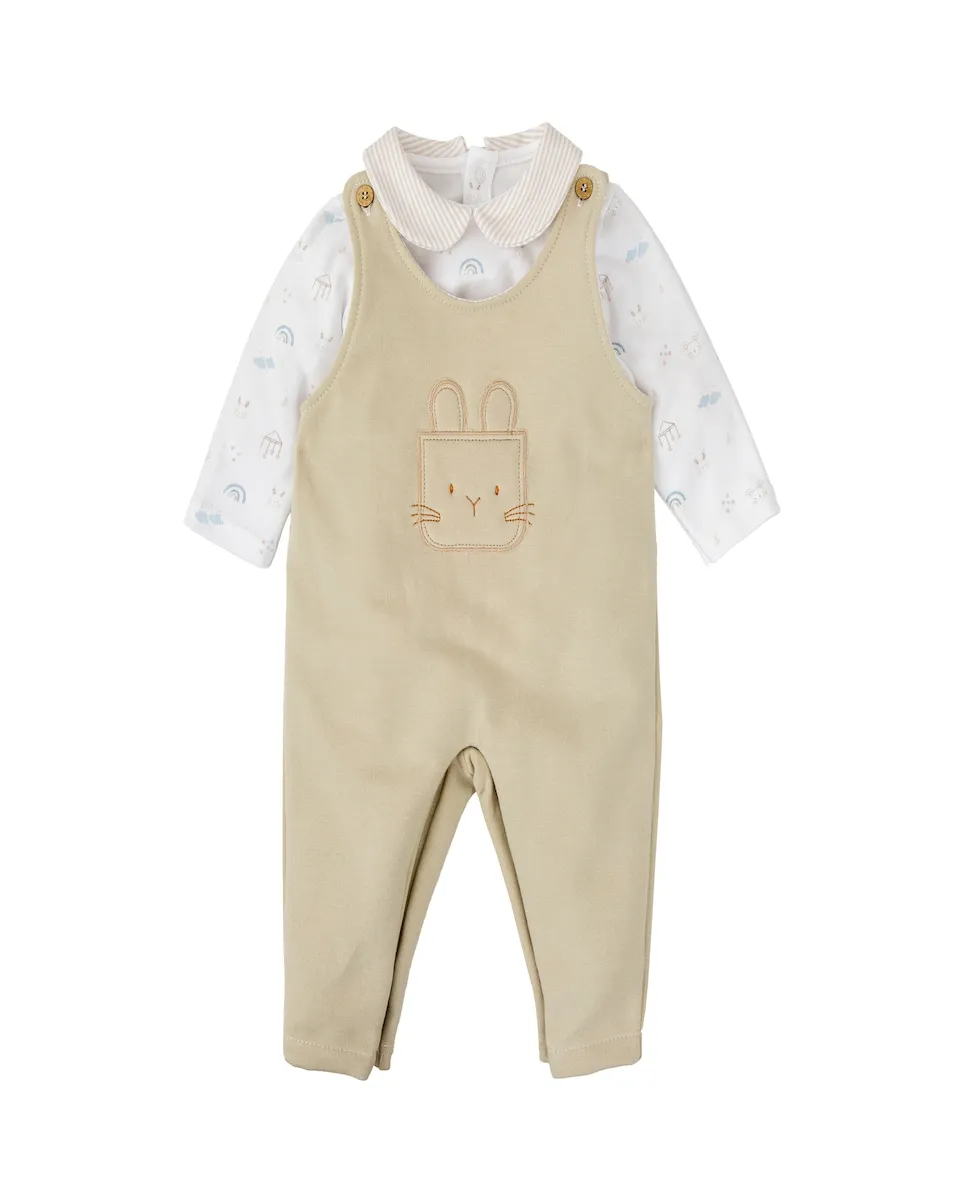 

Детский комплект для мальчика с комбинезоном и футболкой в комплекте BABIDÚ, бежевый