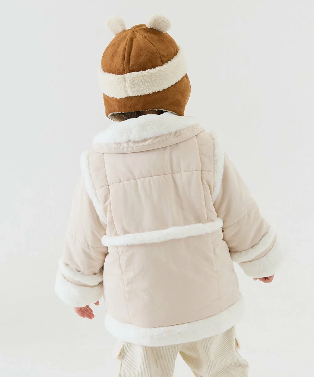 Пальто с подкладкой из искусственного меха Moimoln, Beige — фото 3