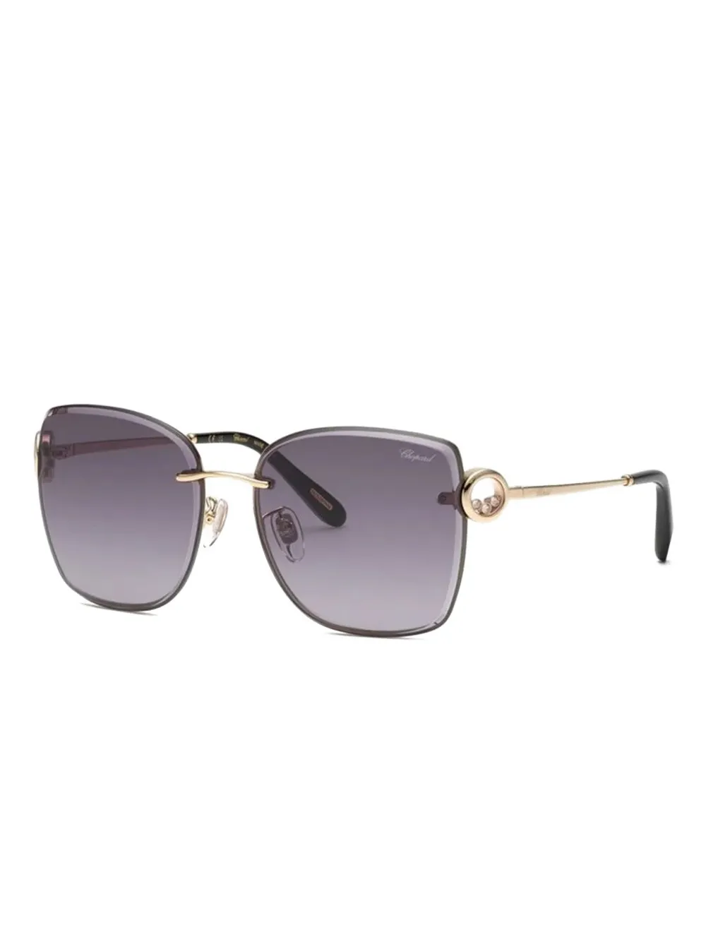 

Солнцезащитные очки квадратной формы с декоративными элементами Chopard Eyewear, золотой