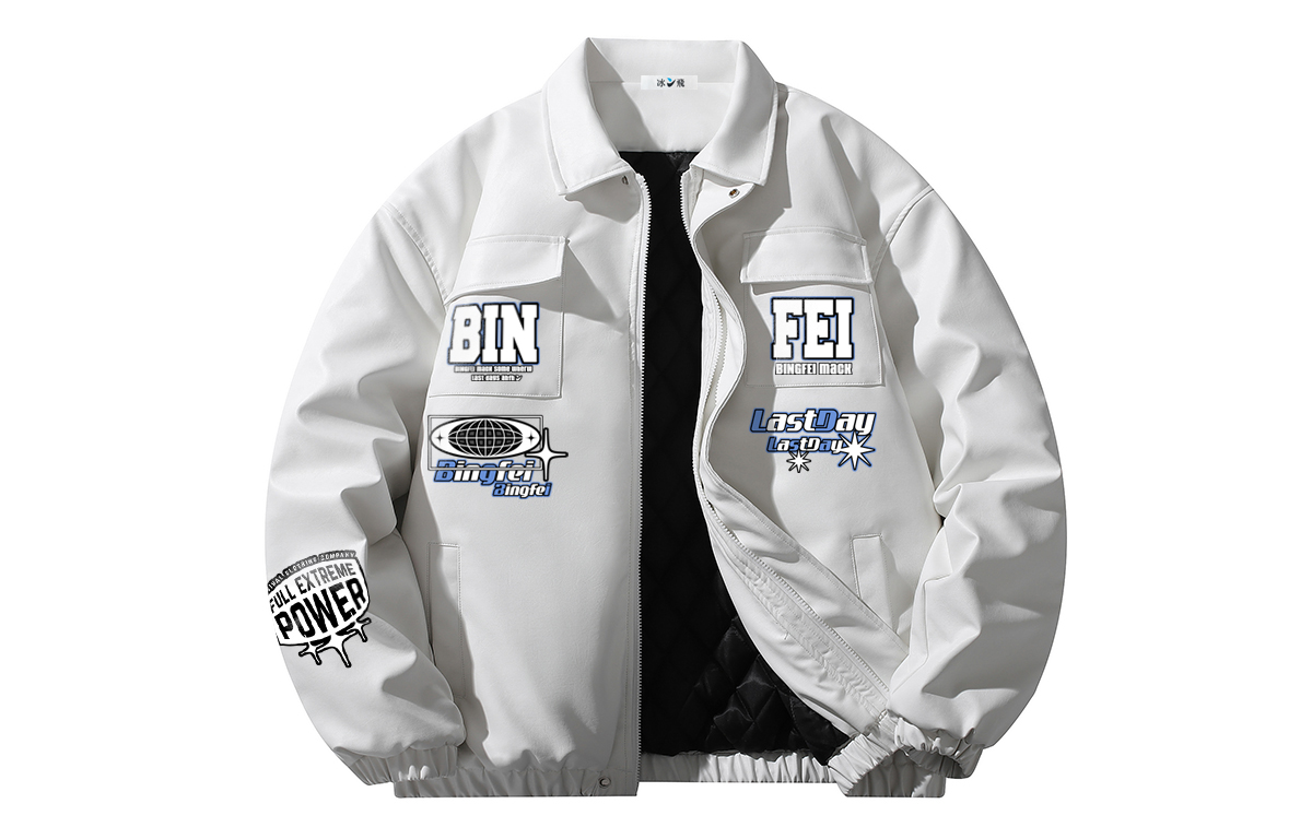 

Ice flying Кожаная куртка унисекс, DXS09 White[Padded and Thickened]