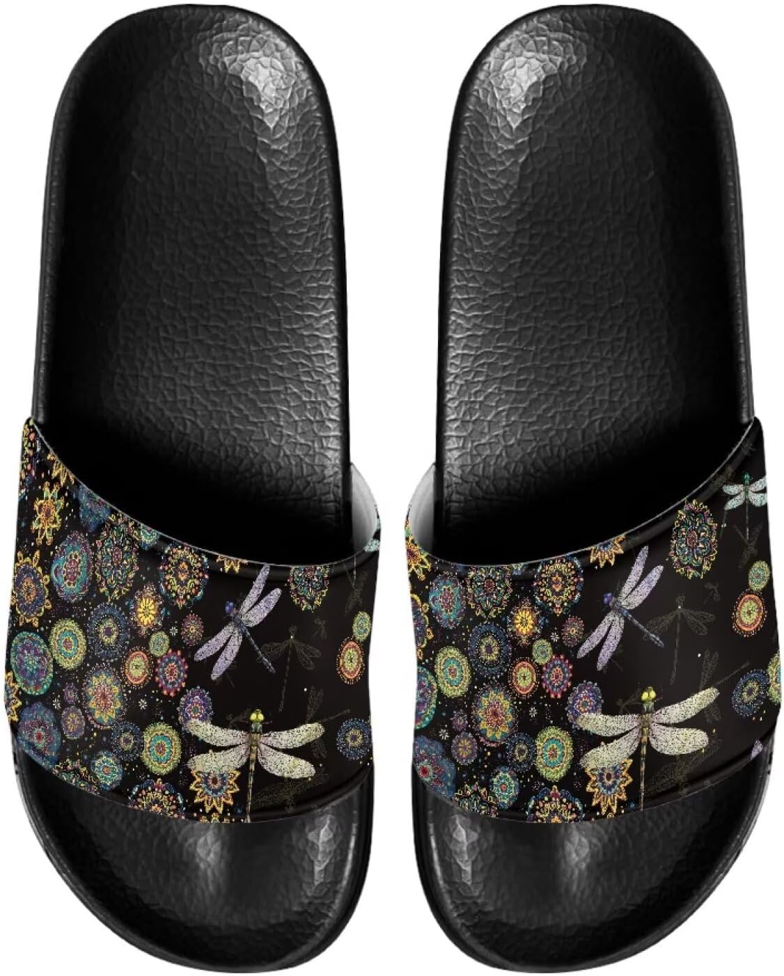 

Сандалии-шлепанцы для мужчин и женщин, с открытым носком, удобные пляжные шлепанцы на плоской подошве Judentidos, Mandala Dragonfly
