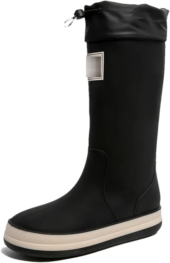 

Резиновые сапоги Wjnvfioo для пар, высокие дождевые ботинки, водонепроницаемые галоши, и садовые дождевые сапоги, женские и мужские резиновые обувь, черный