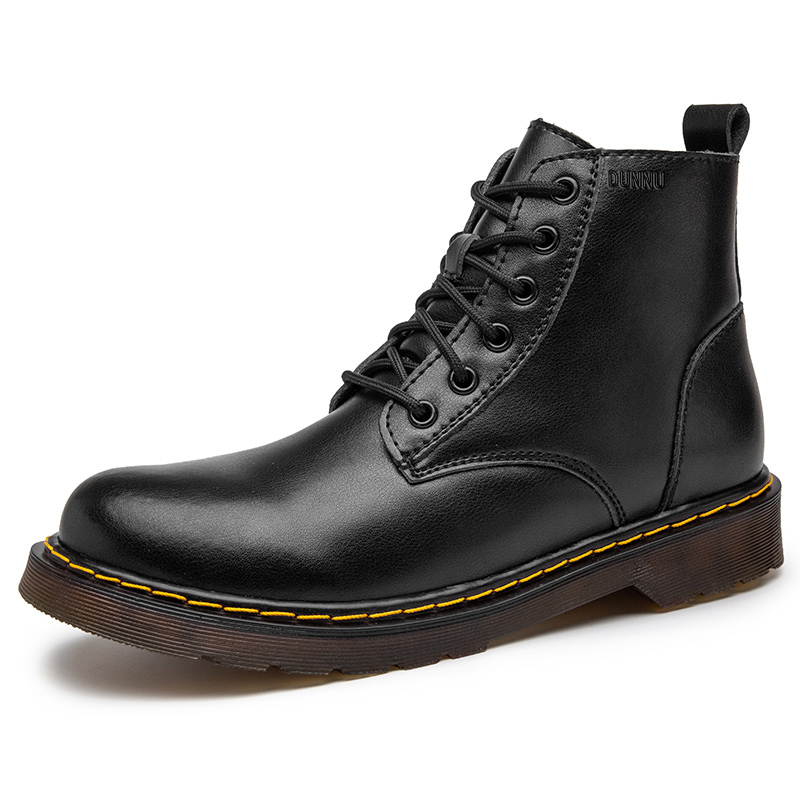 

Dunnu Мужские ботинки Martin черные с черной флисовой подкладкой, цвет Black Fleece-Lined
