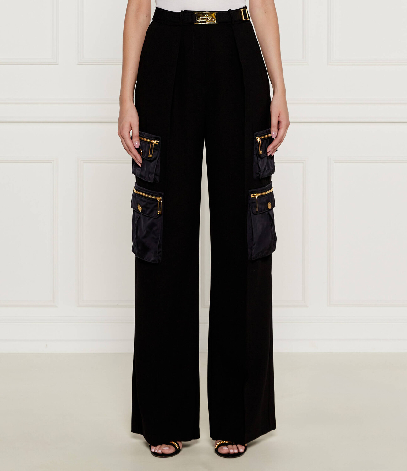 

Брюки Elisabetta Franchi cargo flare fit, черный