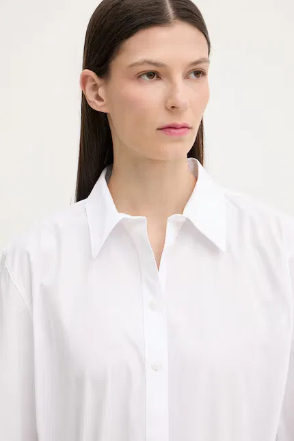 Рубашка хлопковая Koszula женская хлопок Calvin Klein, белый — фото 4