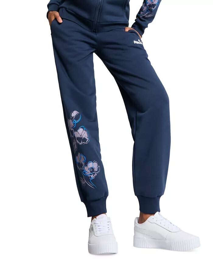 

Женские спортивные брюки Essential Floral Vibes с ребристым подолом Puma, синий