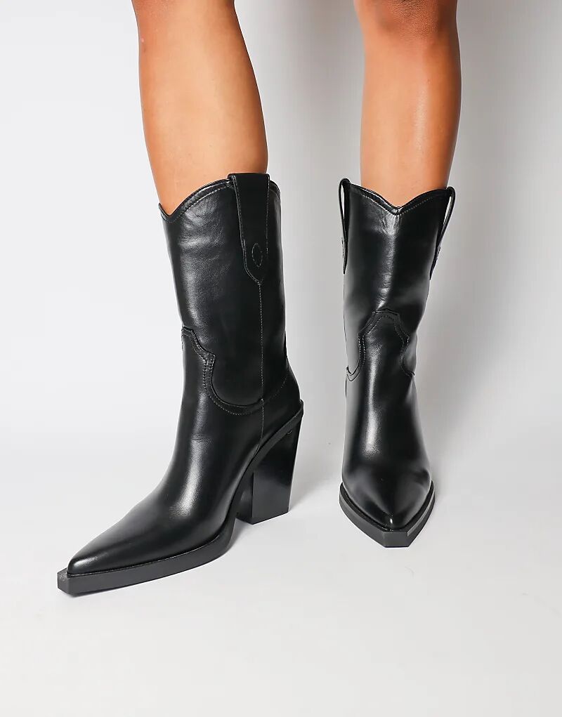 Ботинки в стиле вестерн на каблуке SIMMI Shoes Mercy черного цвета — фото 3