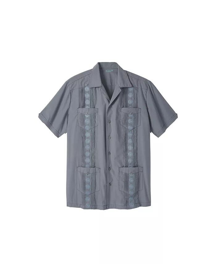 

Мужская рубашка Guayabera с коротким рукавом для больших и высоких KingSize, серебряный