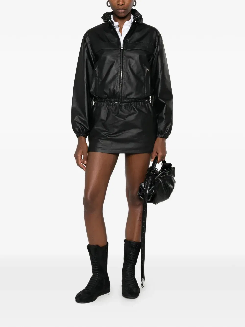 Кожаная куртка на молнии Alexander Wang, черный — фото 2