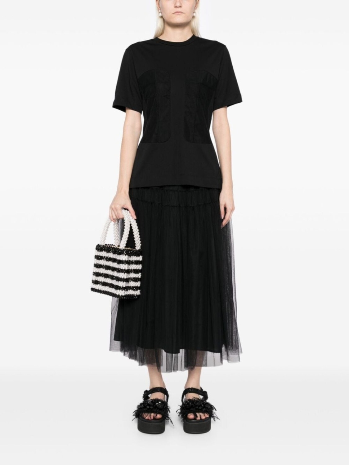 

Simone Rocha футболка со вставками из тюля, черный