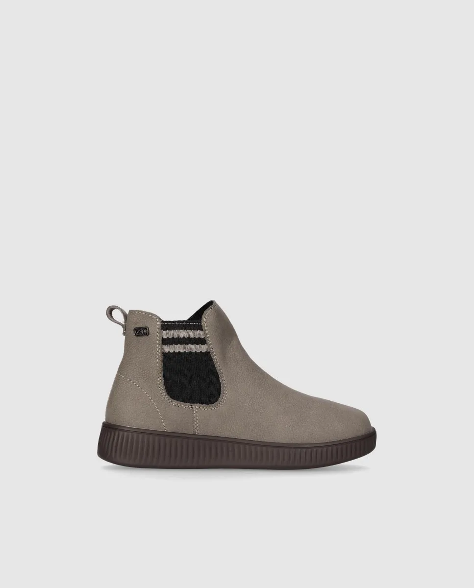 

Детские ботинки из кожи с молнией и декоративными эластичными элементами Chika10, серо-коричневый