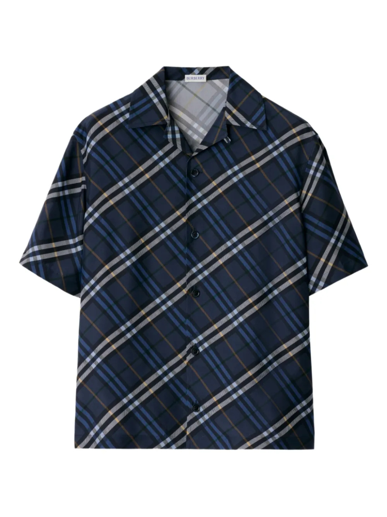 

Рубашка из шелковой ткани Burberry в клетку, синий
