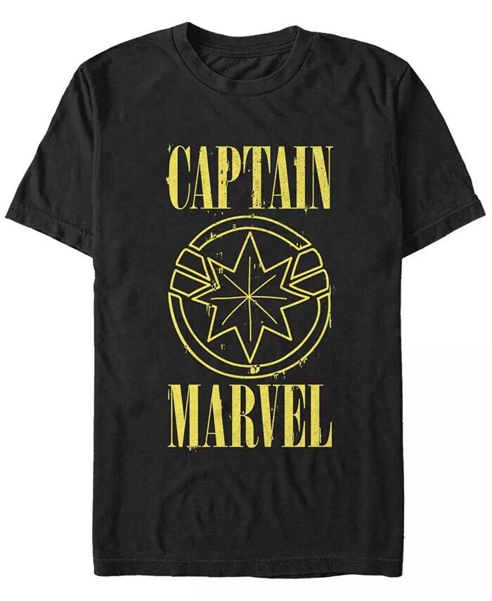 

Футболка мужская Marvel Captain Marvel Yellow с коротким рукавом и символом Капитана Марвел Fifth Sun, черный