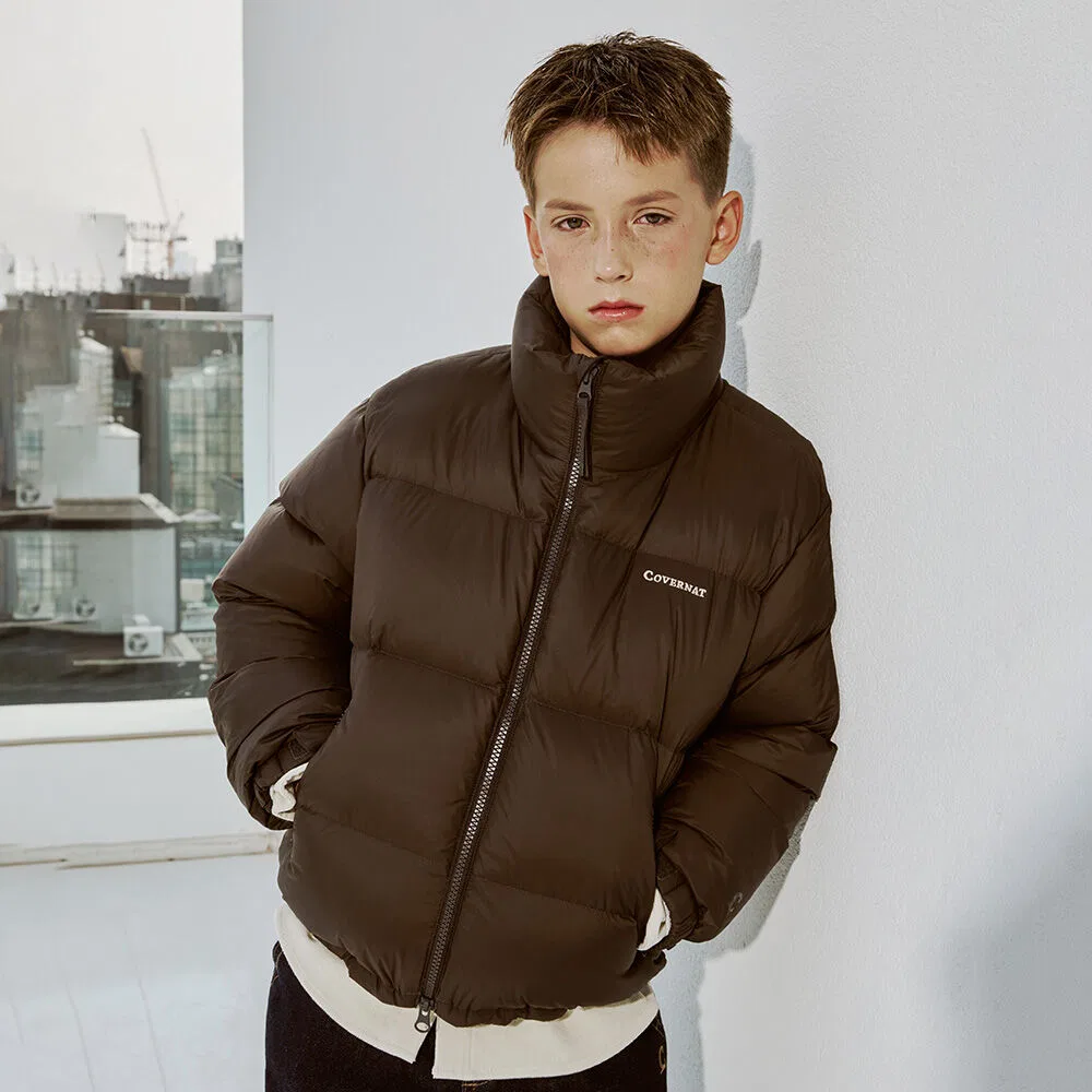 Детский короткий пуховик Civic Origin коричневого цвета от Covernat Kids