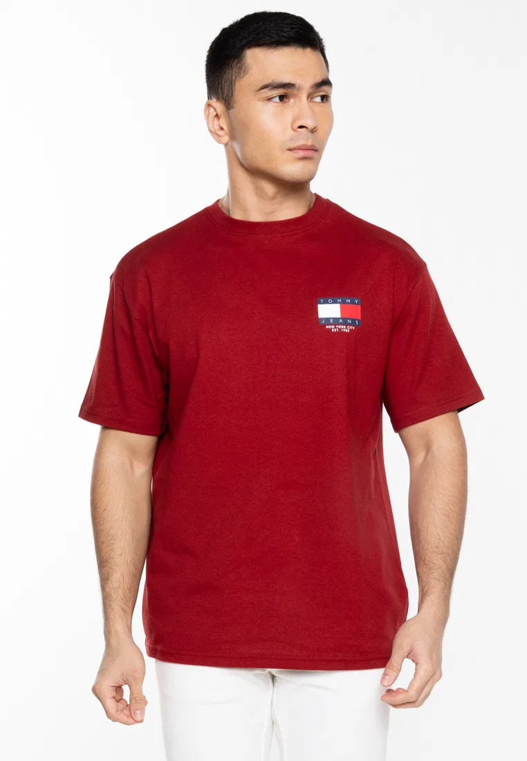 Футболка с принтом, короткий рукав, TJM Flag Tee, TJM Tommy Hilfiger, красный