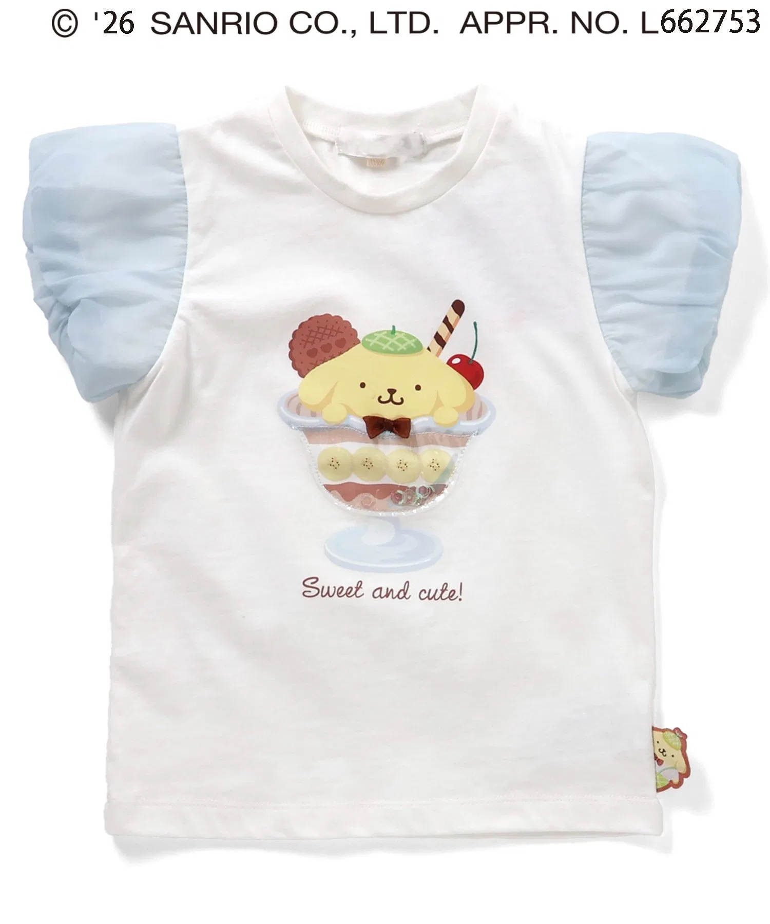 Футболка для девочек Sanrio Помпо-пурин с паффами, белая — фото 4