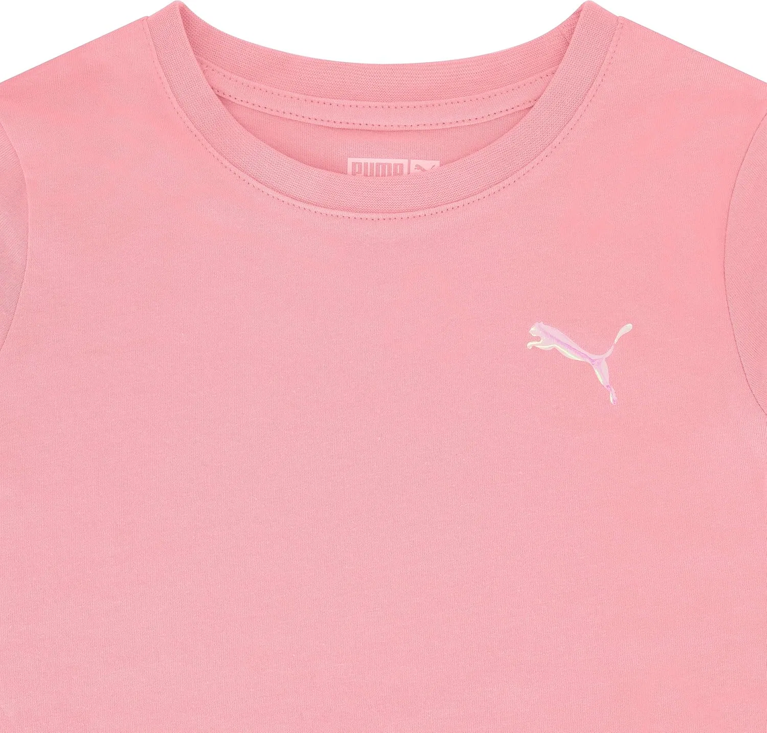 Детская футболка Puma с коротким рукавом и круглым вырезом, с логотипом Core Logo, мягкая и легкая, Pale Pink — фото 4