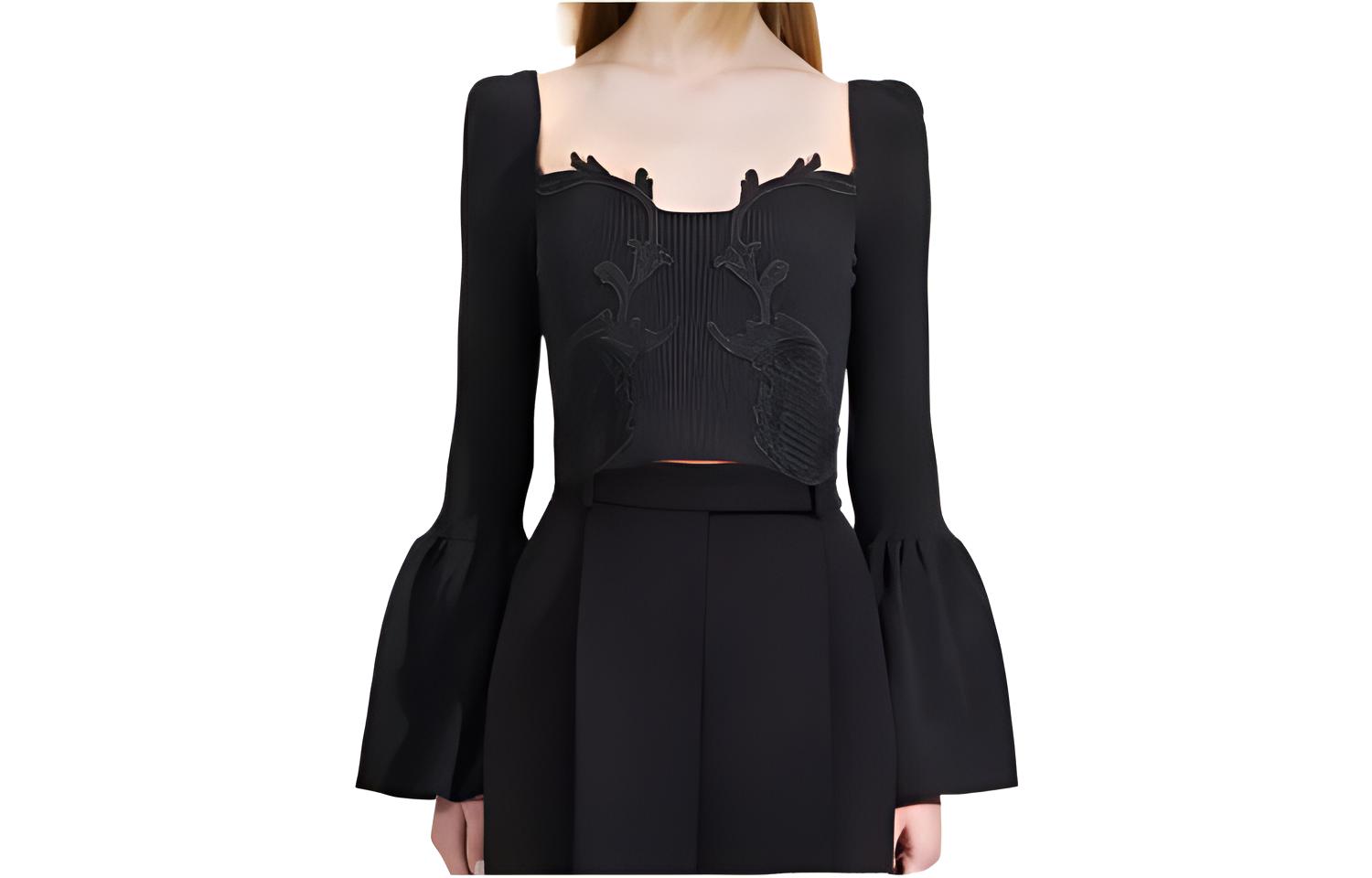 

Автопортрет FW22 Свободный свитер Women's Self-portrait, черный