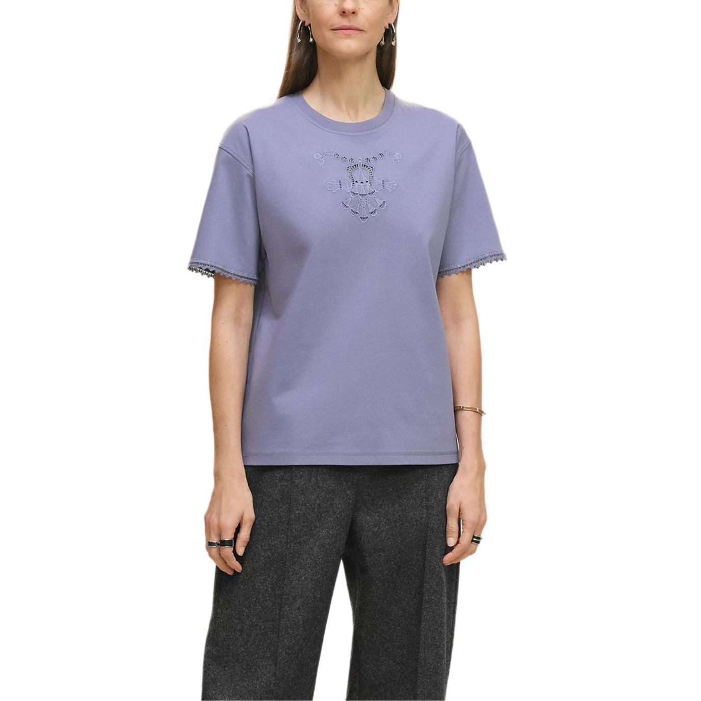 

Футболка с удлиненным плечом женская HERMES, сиреневый