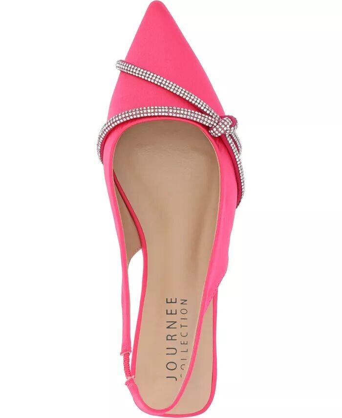 Женские туфли Rebbel Rhinestone Knot Slingback Flats Journee Collection, розовый — фото 4