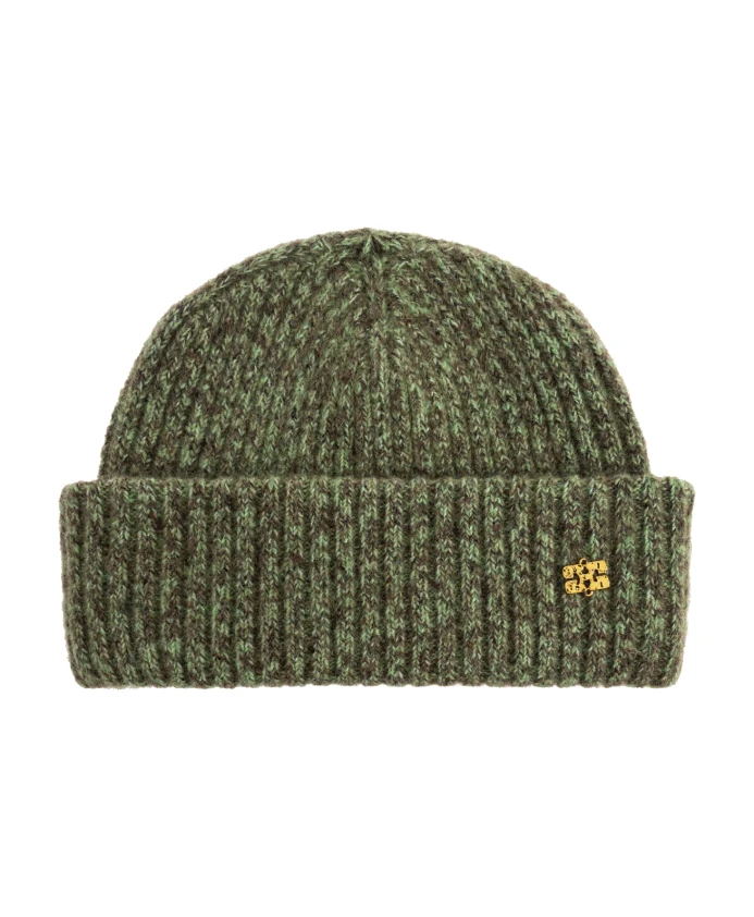 

Меланжевая шапка-бини, изготовленная из смеси шерсти с начесом. Ganni, зеленый