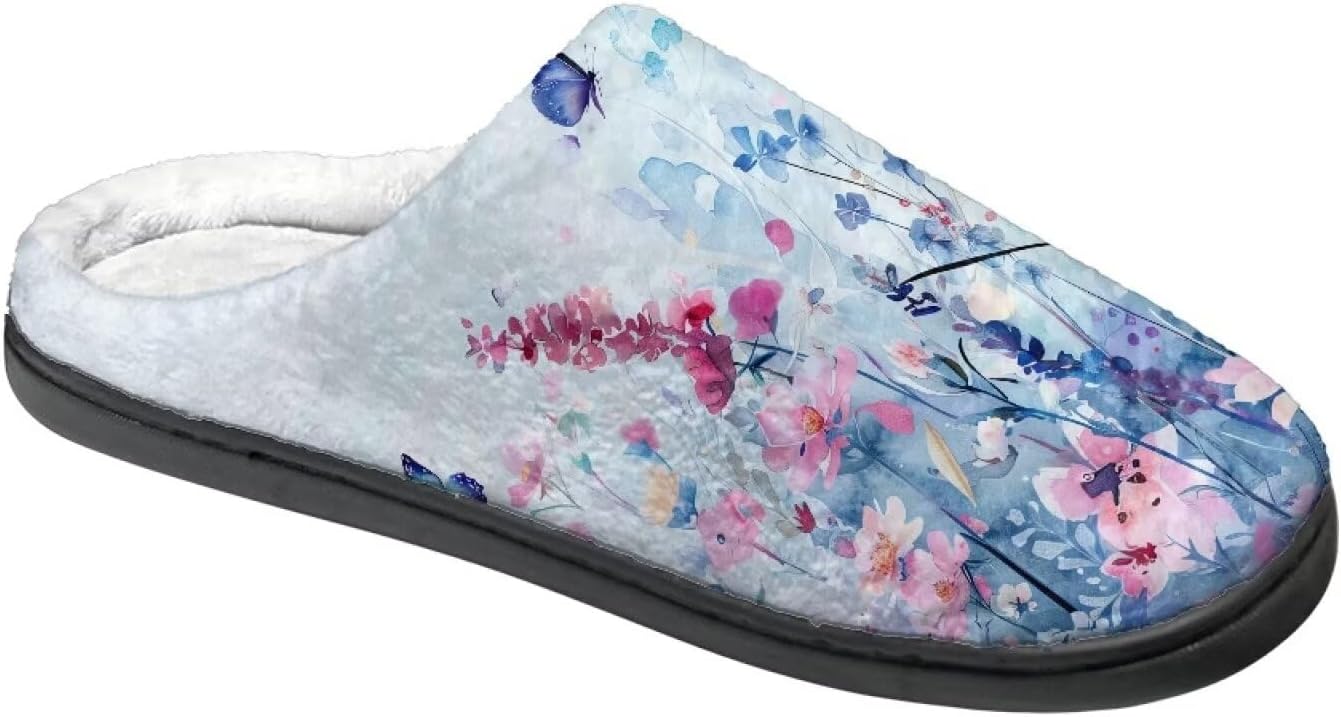 

Тапочки для женщин и мужчин, домашние мягкие плюшевые тапочки с мемори-пеной, теплые Rweroyiu, Ink Splash Floral