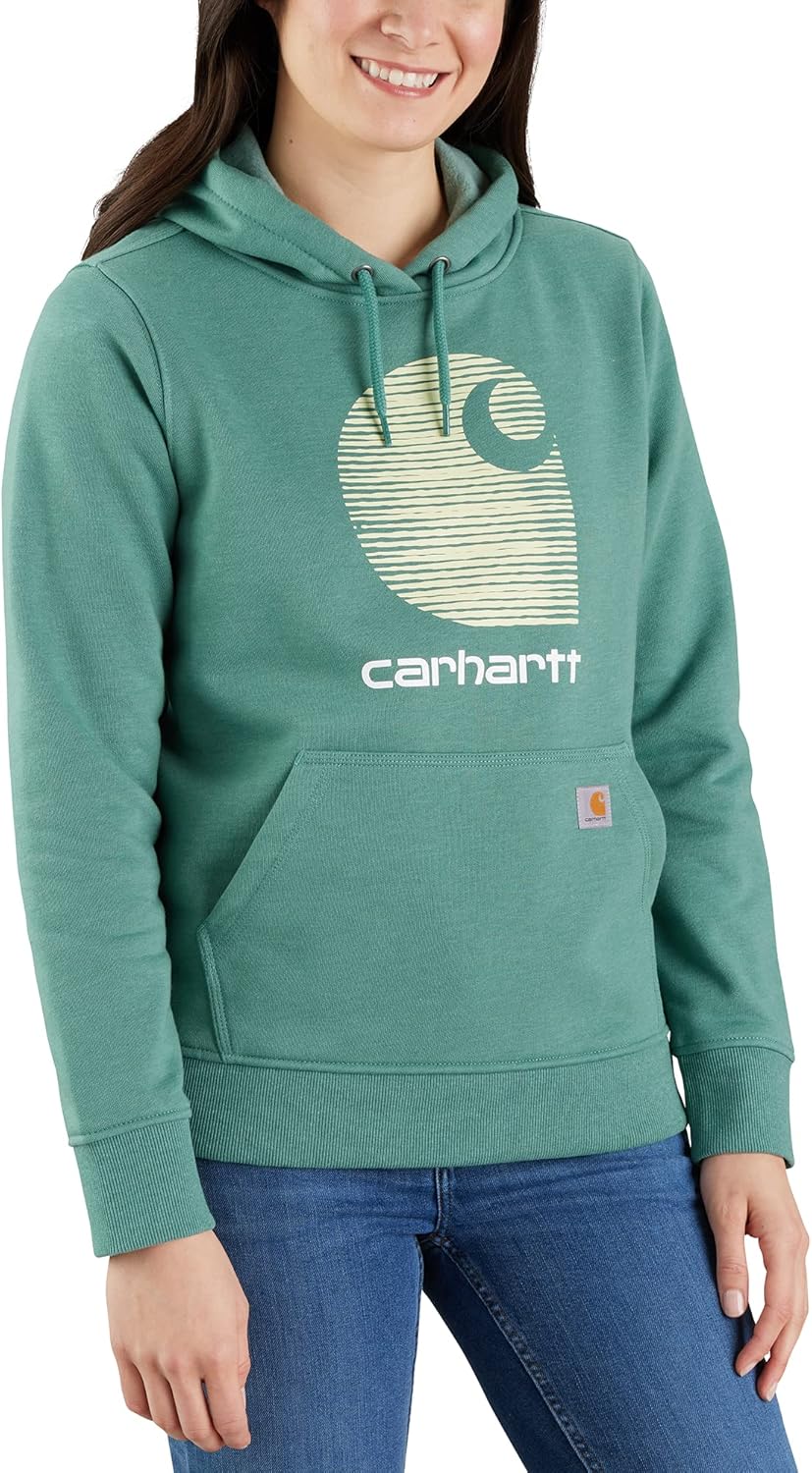 

Carhartt Women's Rain Defender Relaxed Fit Midweight C Logo Graphic Sweatshirt, Slate Green Heather