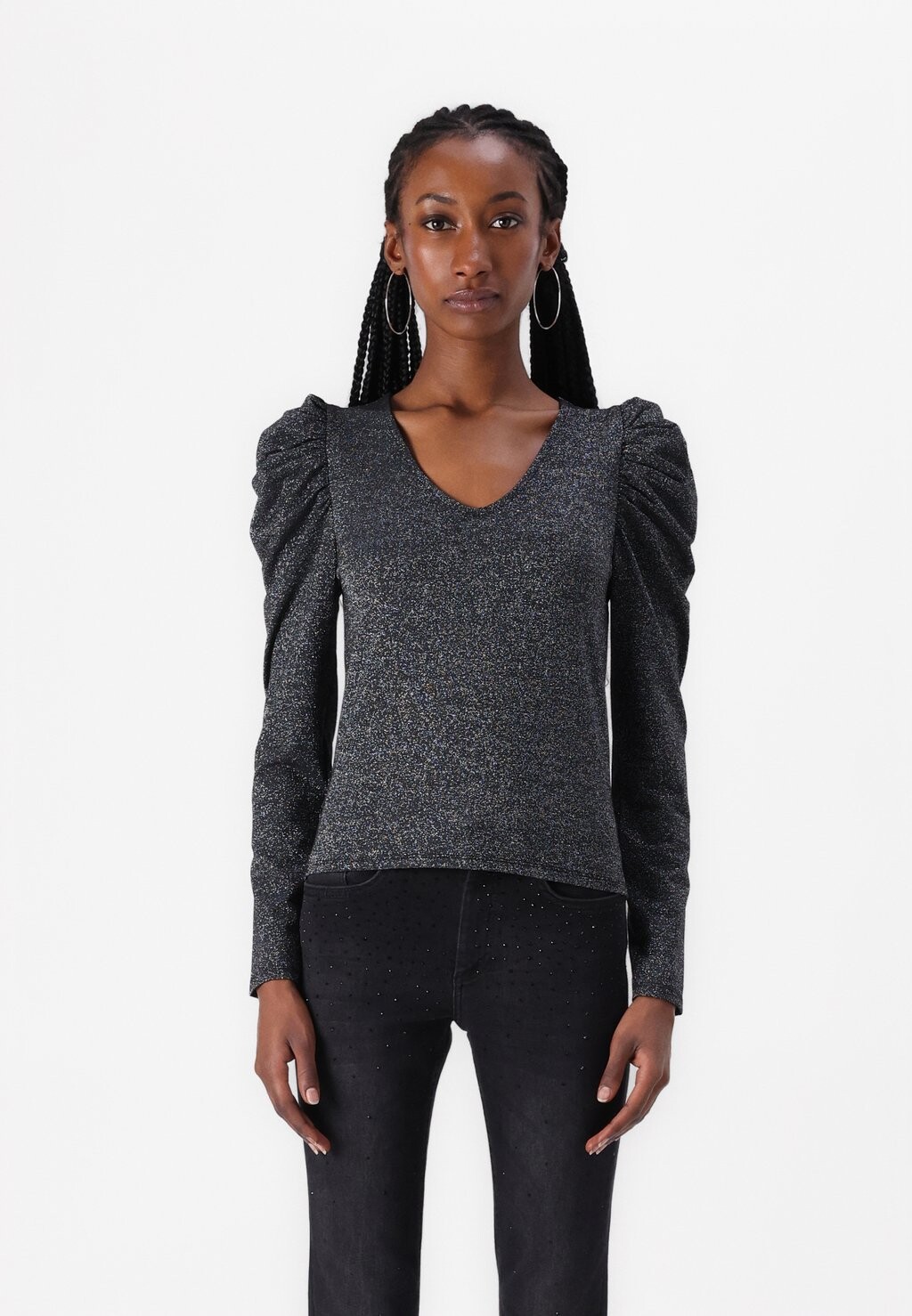 

Топ с длинными рукавами ONLROMA V NECK PUFF ONLY, черный