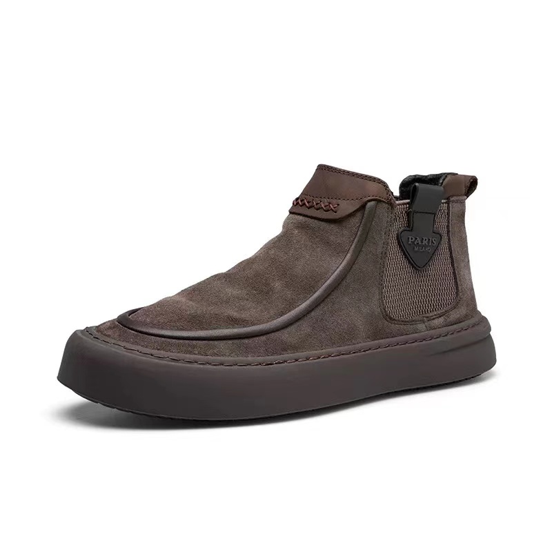 

Mo Xu Коричневые мужские короткие челси без подкладки, цвет Brown Unlined Shoes