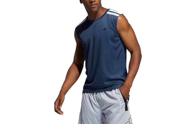 Adidas Футболка-майка мужская Navy Blue/White с круглым вырезом