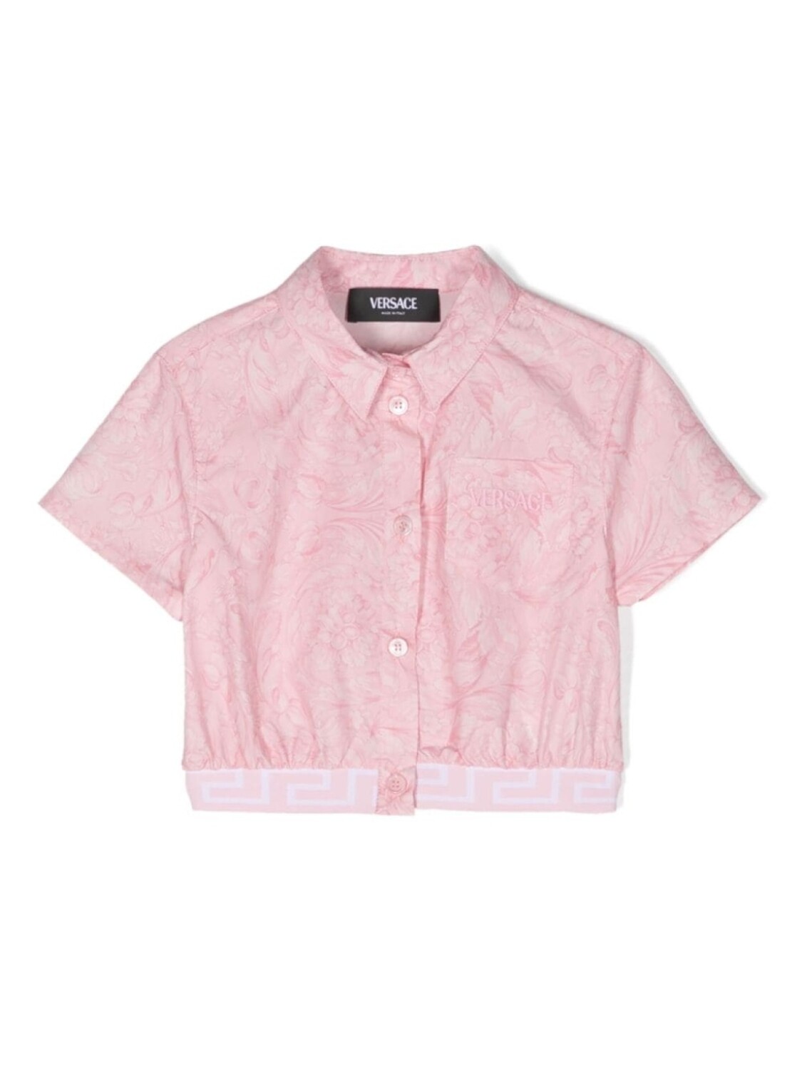 

Versace Kids укороченная рубашка с узором Barocco, розовый