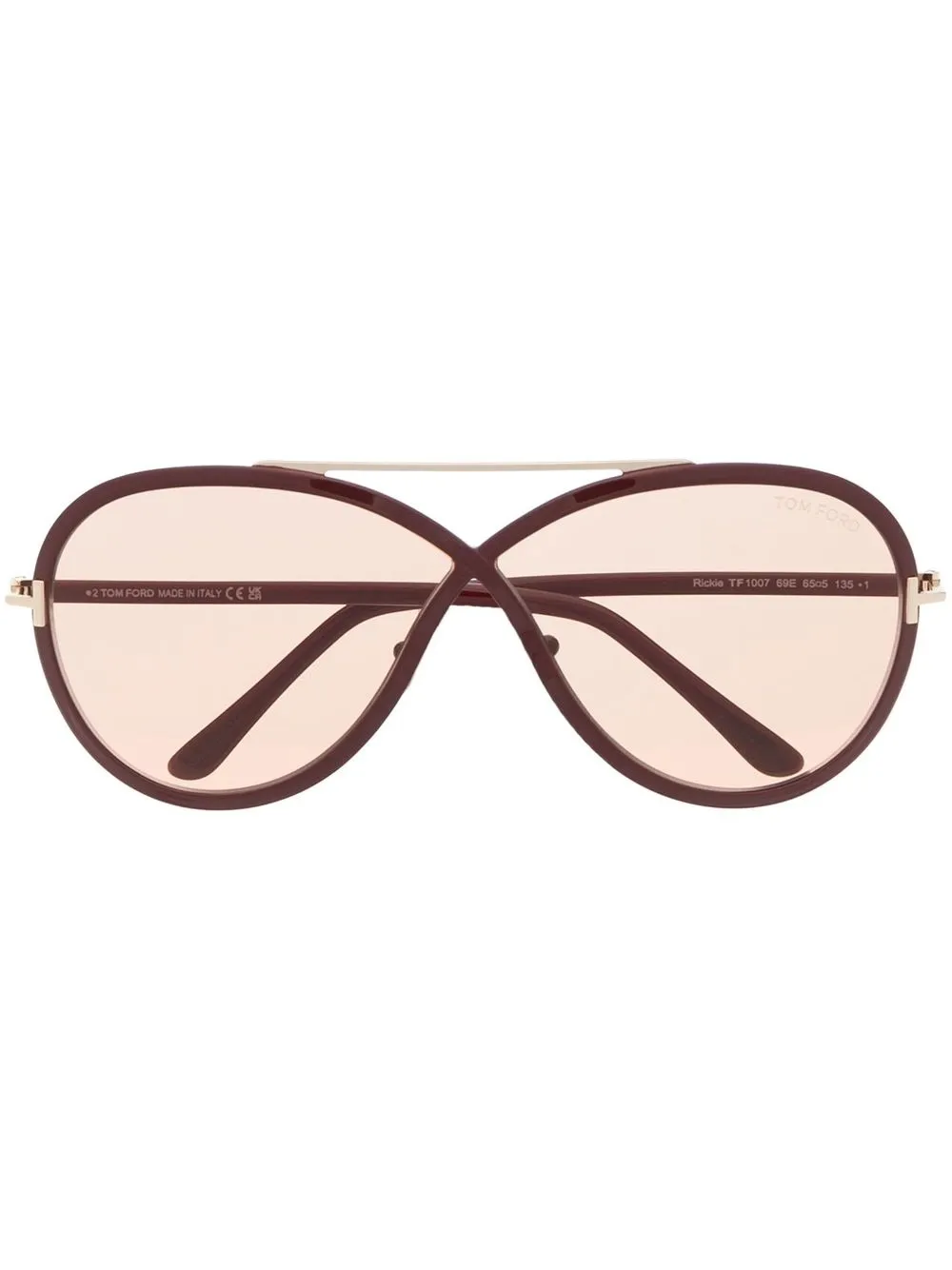 

Солнцезащитные очки в массивной оправе TOM FORD Eyewear, красный