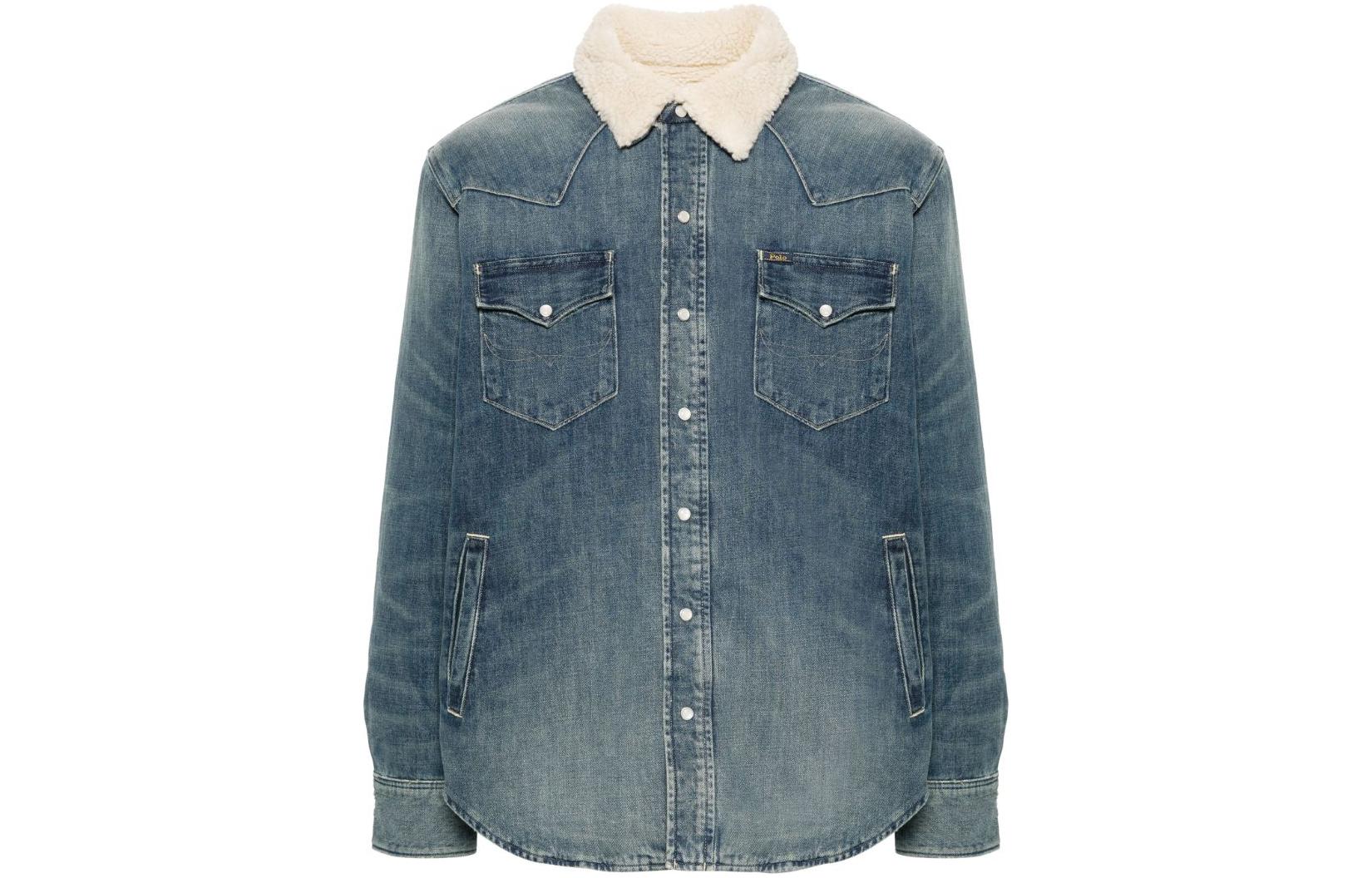 

Polo Ralph Lauren Куртка с воротником из овчины на пуговицах, Blue