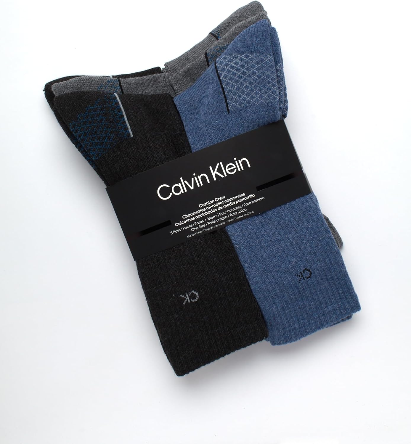 Мужские носки Calvin Klein Crew Socks - 5 пар влагоотводящих спортивных носков с мягкой подкладкой для бега и тренировок, Heather Grey — фото 2