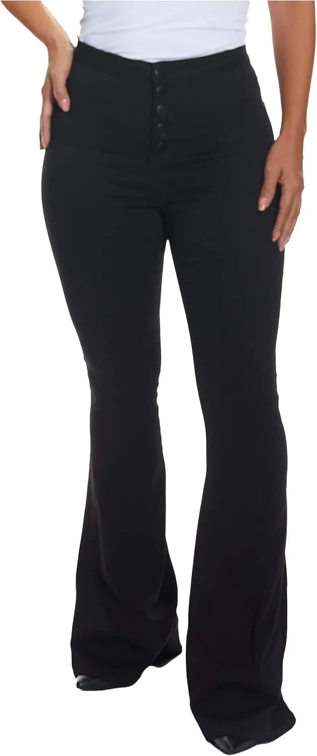 

Женские черные брюки Dollhouse High Rise Curvy Flare с застежкой на пуговицах и молнии