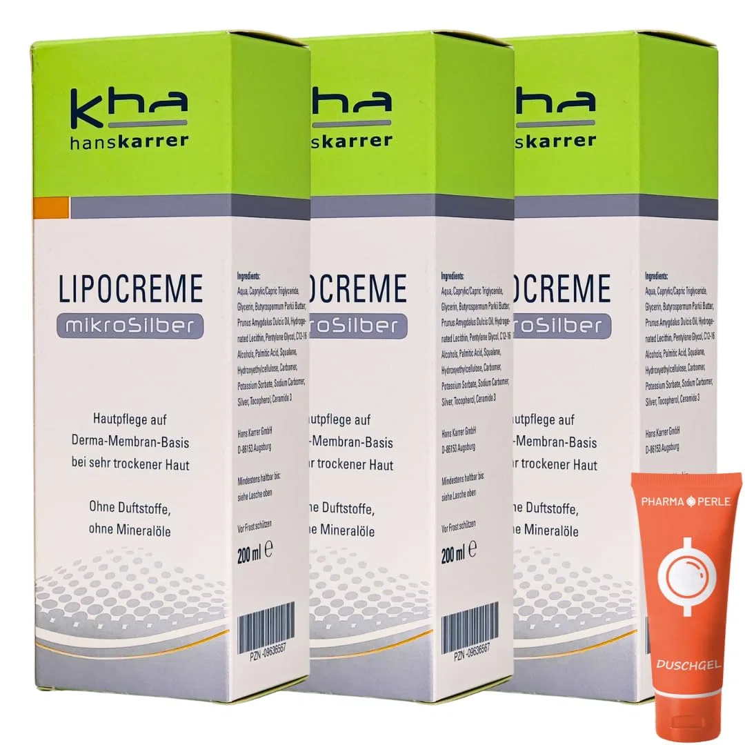 Интенсивный крем для сухой кожи Hans Karrer Lipocreme Microsilver, 3 x 200 мл Pharma Perle, 3 X 200 Ml