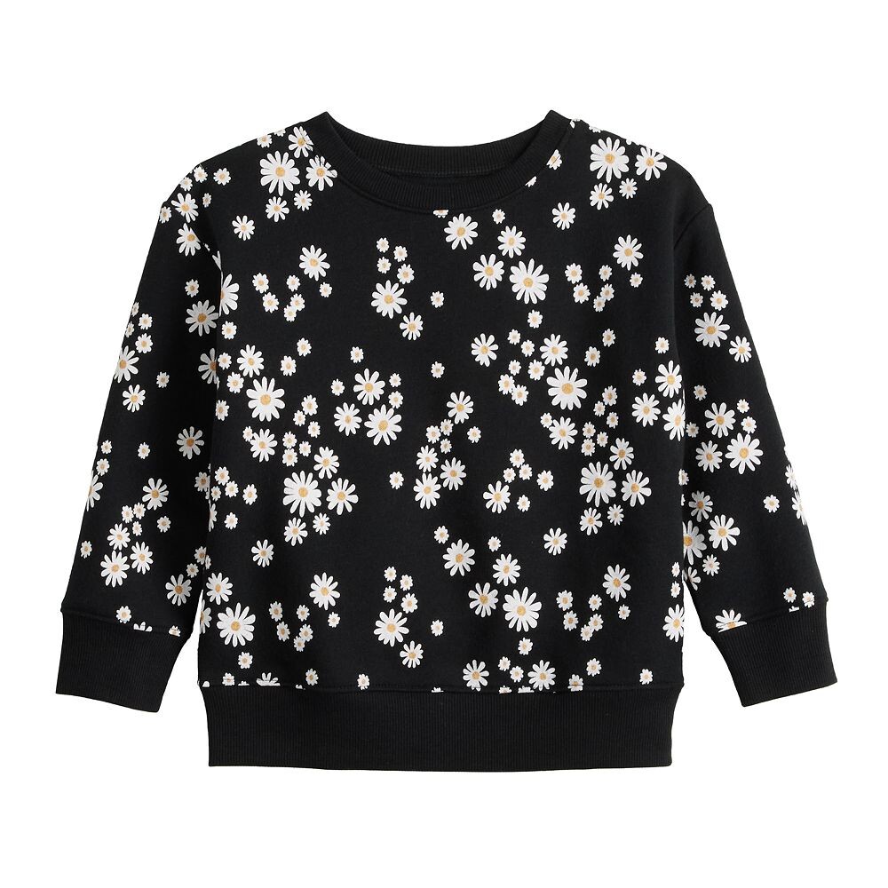 

Флисовая толстовка с круглым вырезом Jumping Beans для маленьких девочек, цвет Daisy Black White
