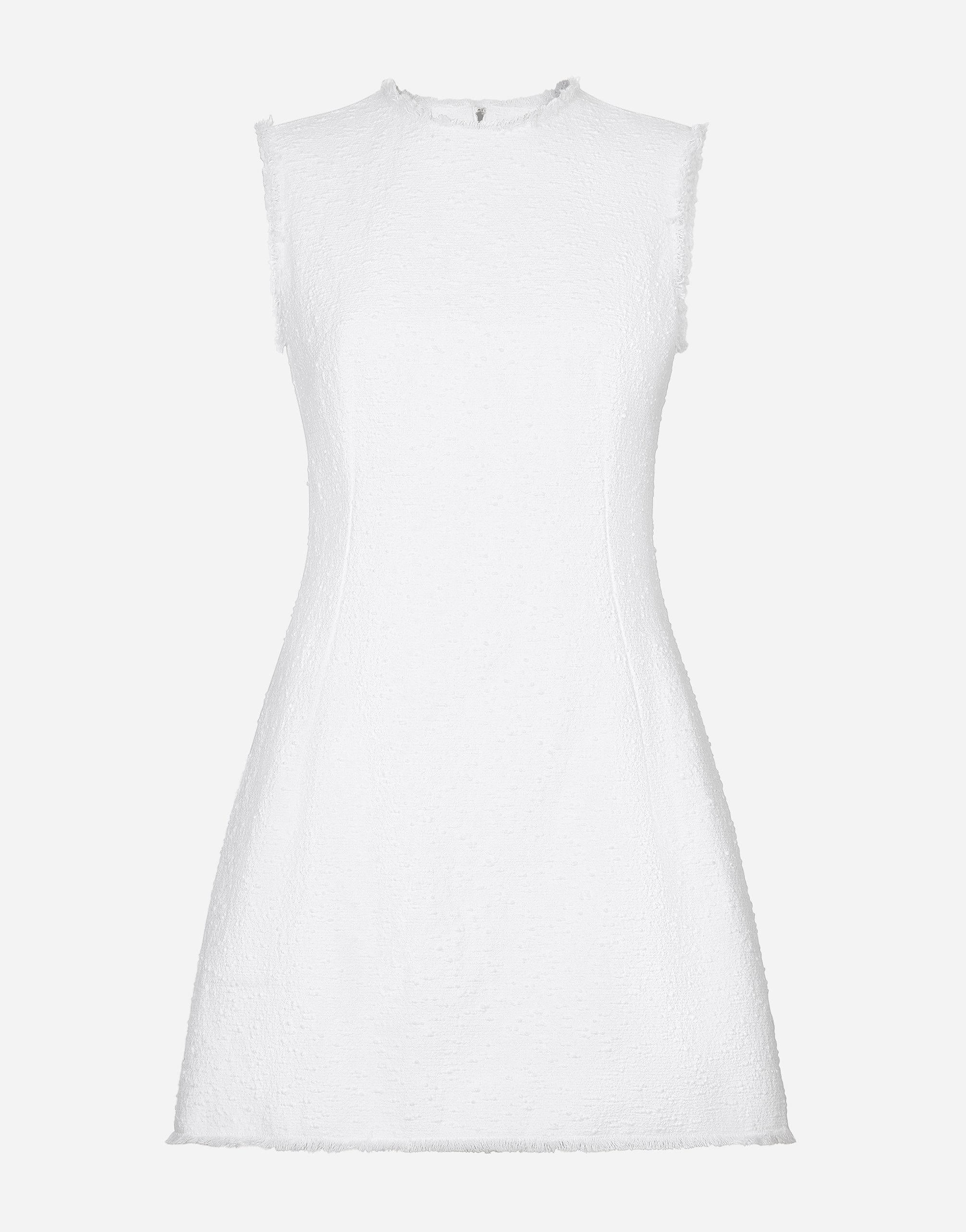 

Короткое платье из хлопкового рашель-ткани твид Dolce & Gabbana, белый