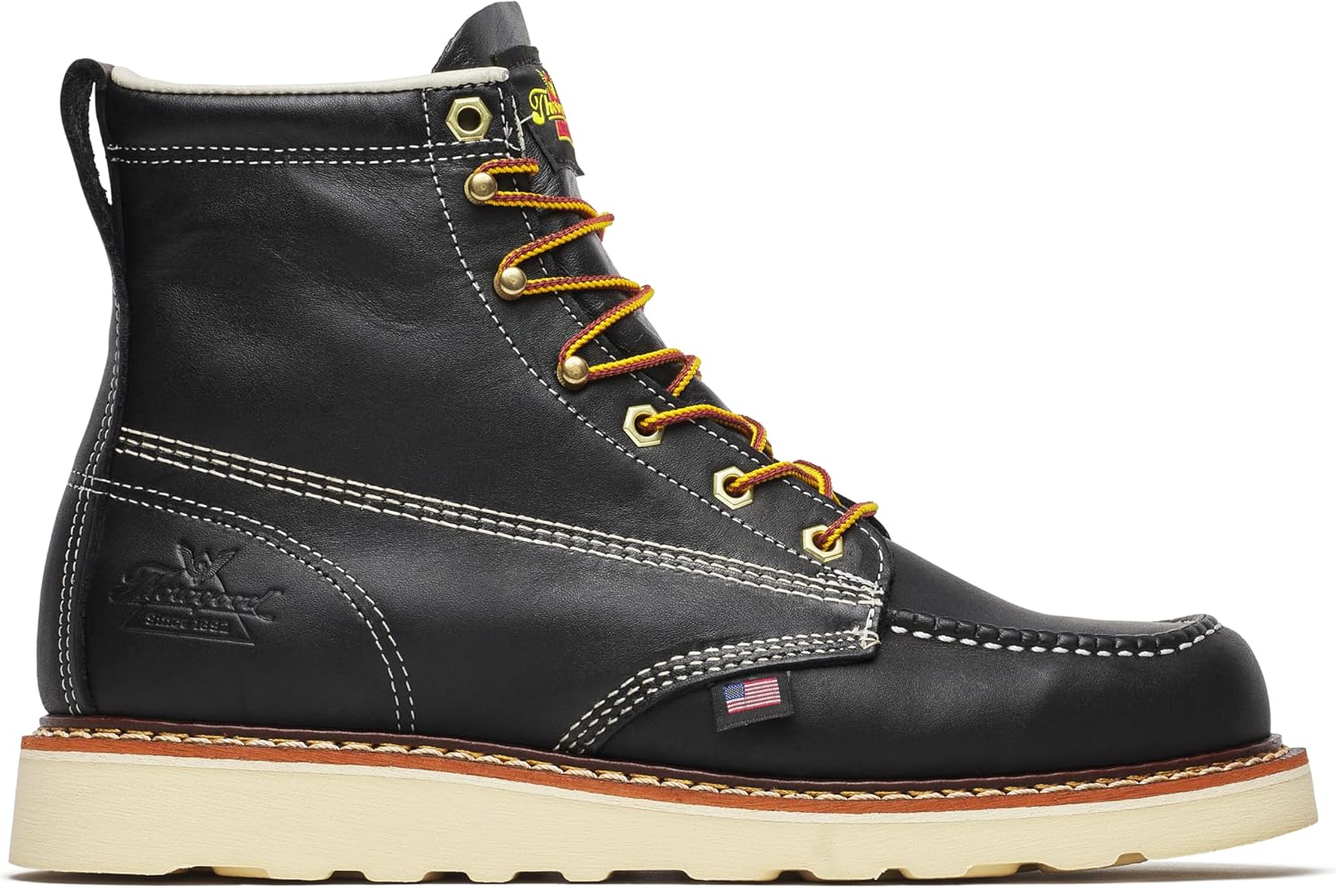 Мужские ботинки Thorogood American Heritage 8 с круглым носком, водонепроницаемые с композитным защитным носком и подошвой MAXWear, черный — фото 2
