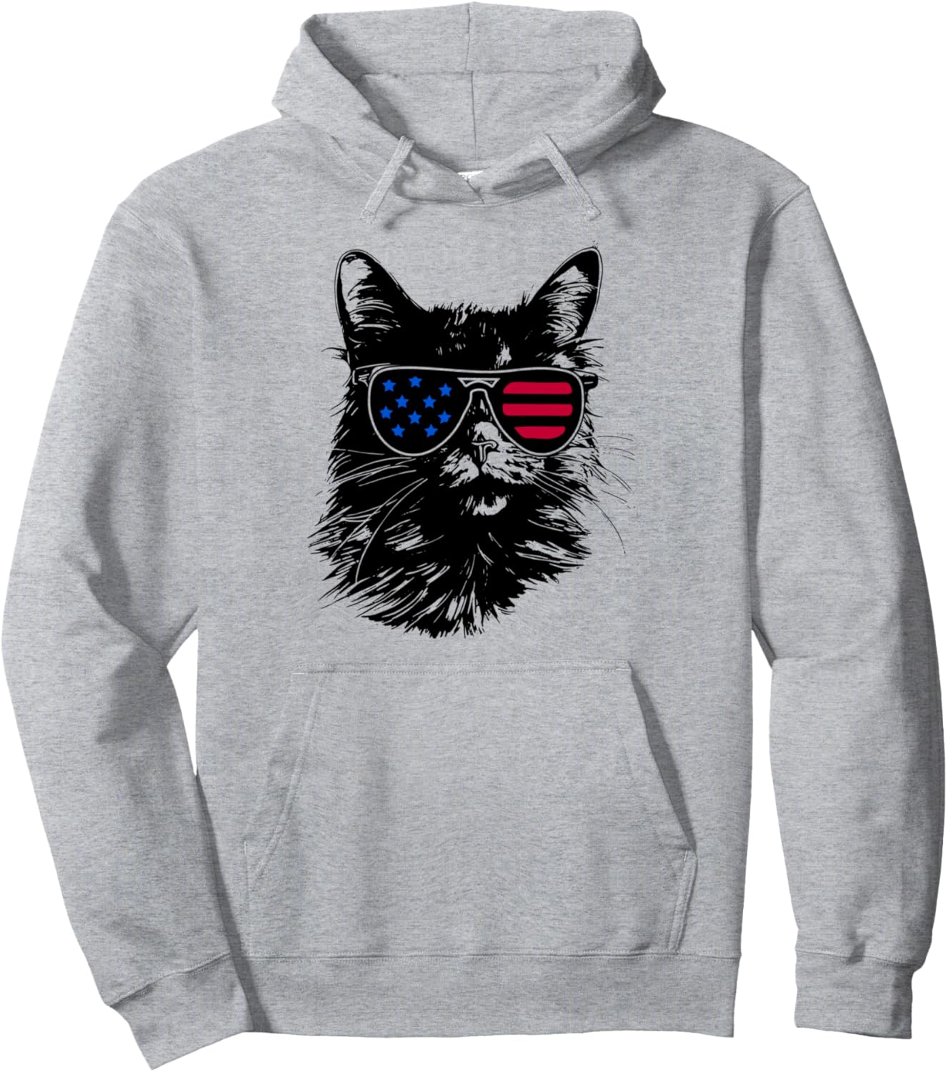 

Толстовка с изображением сомалийской кошки и американского флага ко Дню независимости США, серая Somali Cat Us