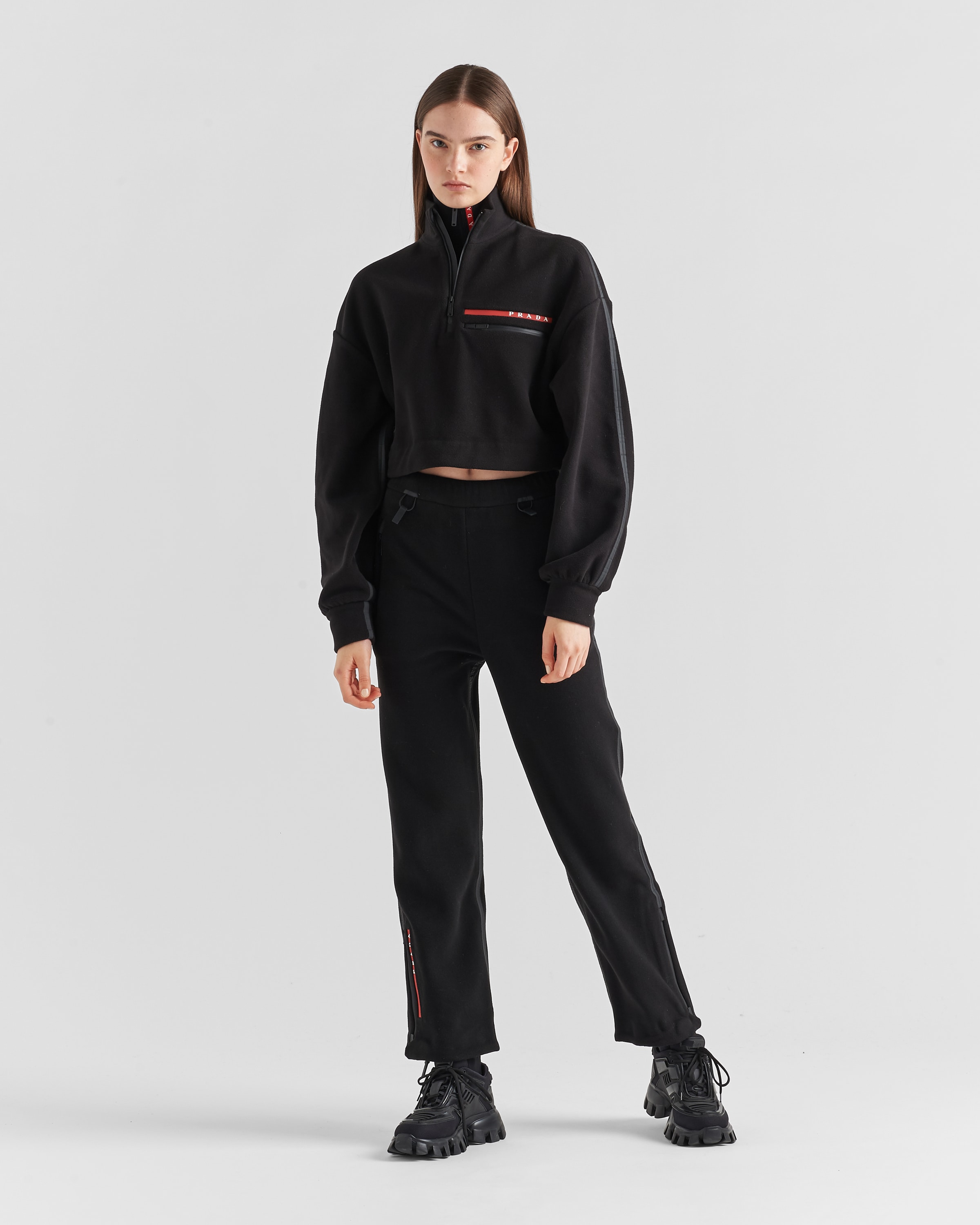 Брюки-джоггеры из переработанного технического флиса Prada, черный — фото 2