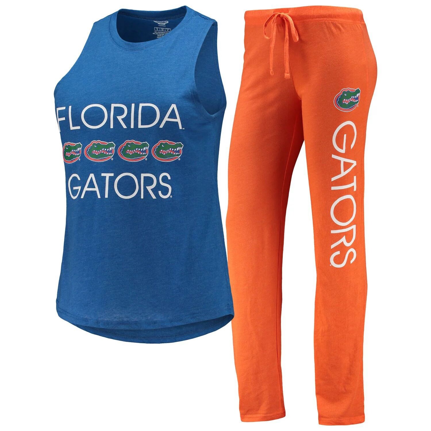 

Женский комплект для сна на бретелях и брюках Concepts Sport Orange/Royal Florida Gators