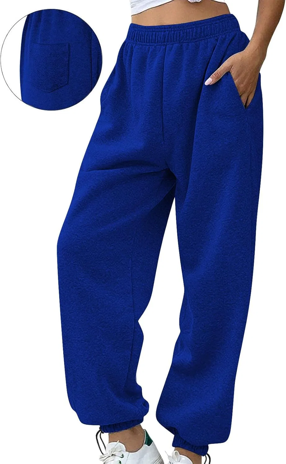 Спортивные штаны женские Fleece с карманами, мода 2025, мешковатые джоггеры High Waisted Generic, синий — фото 2