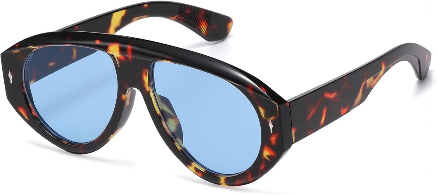 

Модные солнцезащитные очки-авиаторы VANLINKER большого размера в стиле ретро-винтаж для женщин и мужчин, дизайнерская модель VL9936, Tortosie Frame Blue Lens