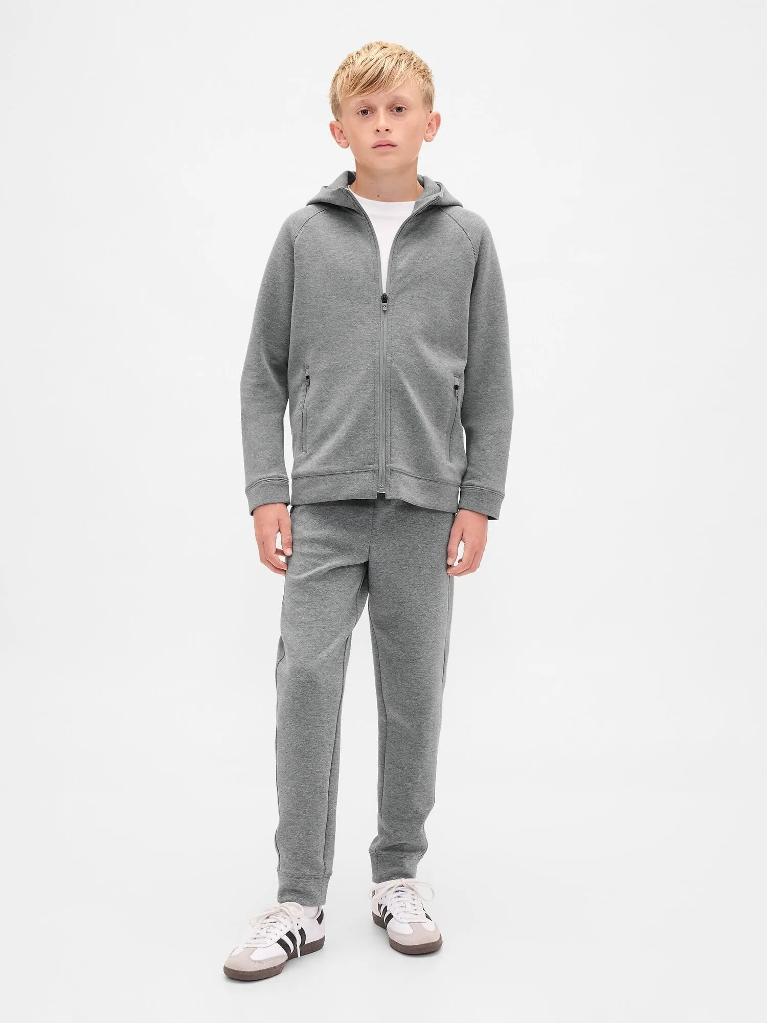 (K)GapFit Tech Quick Dry Hoodie (Kids) GAP, B38_GREY_HEATHER — фото 2