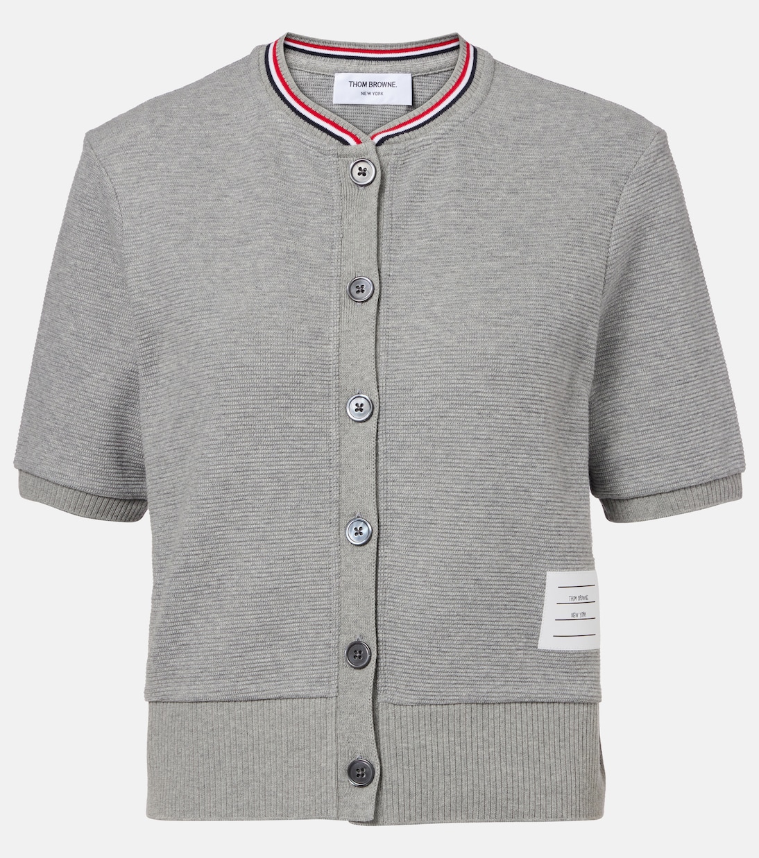 

Короткий кардиган из вафельной хлопковой ткани Thom Browne, Lt Grey