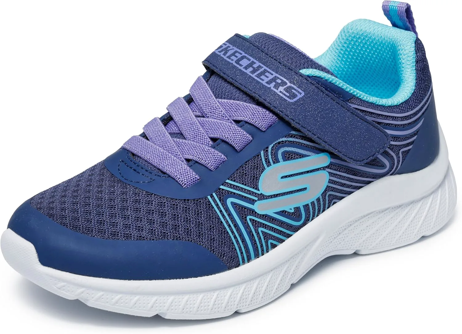 Детские кроссовки Skechers Microspec Plus-Swirl Sweet, темно-синий/мультиколор — фото 4