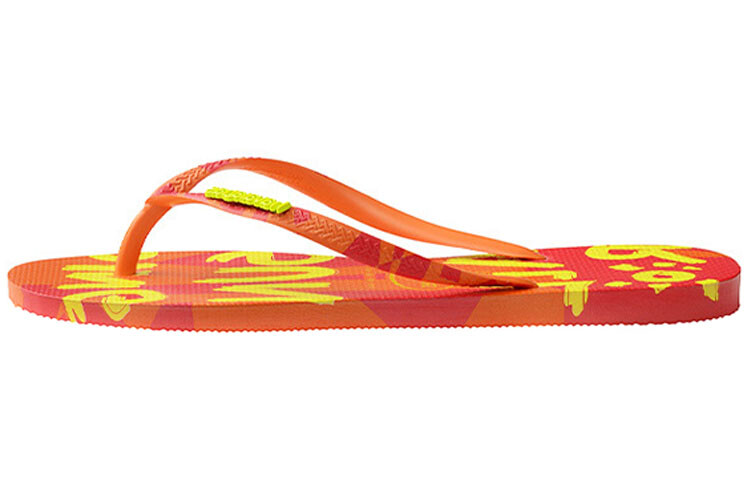 Узкие летние шлепанцы женские цвета окра-оранж Havaianas